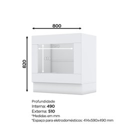 Balcão para Forno de Embutir sem Tampo Emily Espresso Móveis - 3