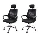 Ver imagem 1 de Kit 2 Cadeiras de Escritório Presidente Tela Mesh Simples com Apoio e Sistema Relax Ribs - Preta