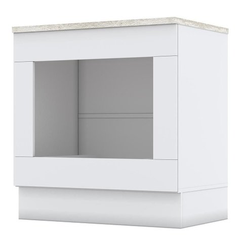 Balcão Forno de Embutir 80cm Americana Branco com Tampo Cooktop Calcare - Móveis Henn Branco-