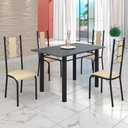 Ver imagem 1 de Conjunto Sala de Jantar Bahia Mesa Tubo 120x75cm Tampo Pedra com 4 Cadeiras