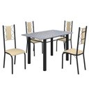 Ver imagem 2 de Conjunto Sala de Jantar Bahia Mesa Tubo 120x75cm Tampo Pedra com 4 Cadeiras