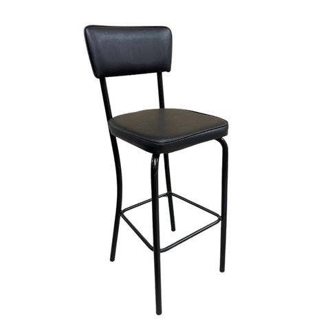Banqueta Olivia Altura 65cm para Bar e Cozinha Preta com Assento Confortável Encosto Estofado