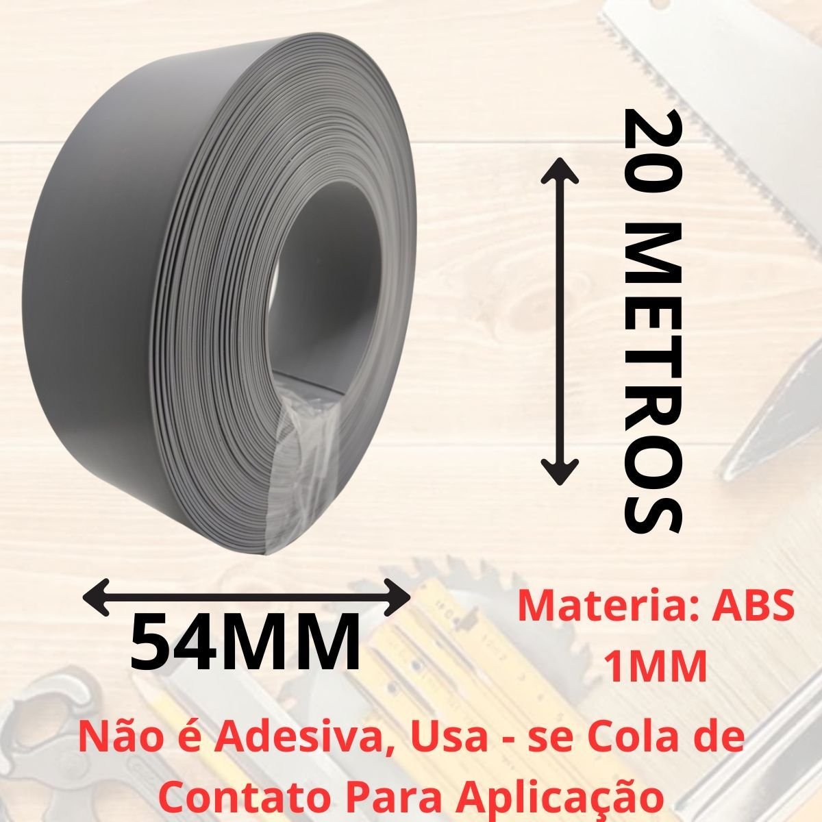 Fita de Borda Abs Cinza Puro Arauco 54mm X 1mm X 20m para Moveis Acabamento Mdf - 3