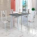 Ver imagem 1 de Conjunto Sala de Jantar Bahia Mesa Tubo 120x75cm Tampo Pedra com 4 Cadeiras