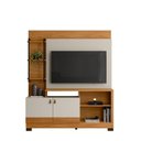 Ver imagem 2 de Estante Ripado para TV até 50 Polegadas MDF 160CMX187CM 2 Portas 4 Prateleiras Alagoas Marrom