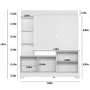 Ver imagem 3 de Estante e Home Theater Ripado para TV até 50 Polegadas MDF 160cmx187cm 2 Portas 4 Prateleiras Alagoas Marrom Nature/Off White