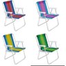 Kit 4 Cadeira de Praia Alta 1 Posição Alumínio Mor 2101 Dobrável Suporta 110kg - 1