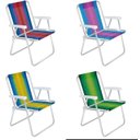 Ver imagem 1 de Kit 4 Cadeira de Praia Alta 1 Posição Alumínio Mor 2101 Dobrável Suporta 110kg