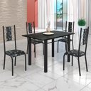 Ver imagem 1 de Conjunto Sala de Jantar Bahia Mesa Tubo 120x75cm Tampo Pedra Ardósia Indiana com 4 Cadeiras