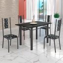 Ver imagem 1 de Conjunto Sala de Jantar Bahia Mesa Tubo 120x75cm Tampo Pedra Ardósia Indiana com 4 Cadeiras