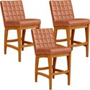 Ver imagem 2 de Kit 03 Banquetas Baixa Cozinha Bancada Bar Sala Jantar Fixa Mila L02 Couríssimo Camel - Lyam Decor