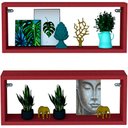 Ver imagem 1 de Kit 2 Nicho Retangular Vermelho 40x15x10p Mdf Decorativo