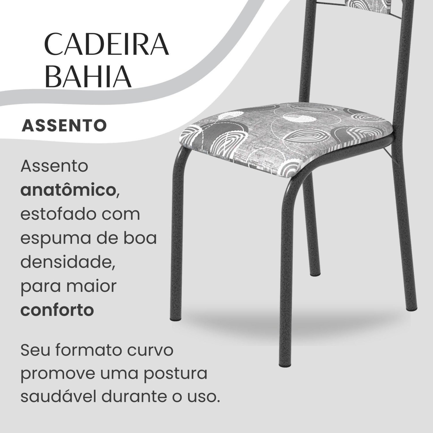 Conjunto Sala de Jantar Bahia Mesa Tubo 120x75cm Tampo Pedra Ardósia Indiana com 4 Cadeiras - 8