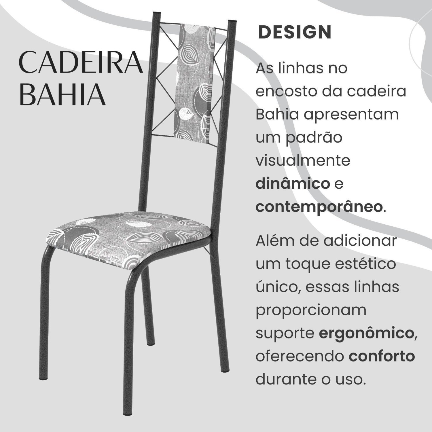 Conjunto Sala de Jantar Bahia Mesa Tubo 120x75cm Tampo Pedra Ardósia Indiana com 4 Cadeiras - 5