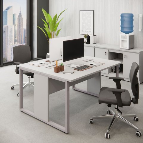 Mesa de Trabalho para Escritório 2 Lugares Cinza 1,35m F5
