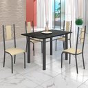 Ver imagem 1 de Conjunto Sala de Jantar Bahia Mesa Tubo 120x75cm Tampo Pedra Ardósia Indiana com 4 Cadeiras