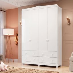 Guarda Roupa de Bebê 4 Portas 4 Gavetas Maya Clássico Espresso Móveis - 1