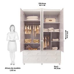 Guarda Roupa de Bebê 4 Portas 4 Gavetas Maya Clássico Espresso Móveis - 4