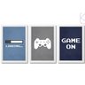 Kit 3 Quadros Decorativos Game On Video Game vidro moldura:Preta - 4