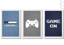 Ver imagem 4 de Kit 3 Quadros Decorativos Game On Video Game vidro moldura:Preta