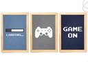Ver imagem 2 de Kit 3 Quadros Decorativos Game On Video Game vidro moldura:Preta