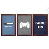 Kit 3 Quadros Decorativos Game On Video Game vidro moldura:Preta - 3