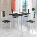 Ver imagem 1 de Conjunto Sala de Jantar Bahia Mesa Tubo 120x75cm Tampo Pedra Ardósia Indiana com 4 Cadeiras