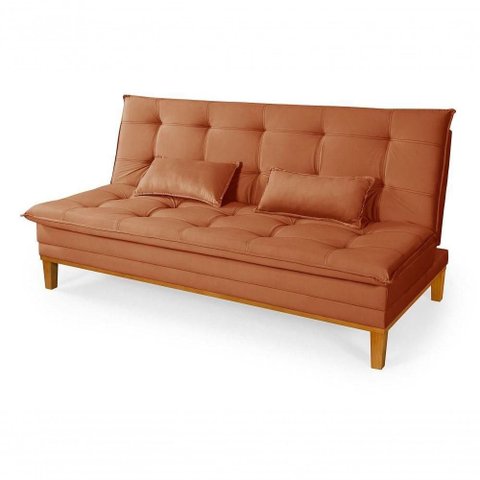 Sofá Cama Reclinável Casal 1,84m Island Suede Terracota Premium