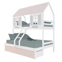 Ver imagem 2 de Beliche Casal/ Solteiro Casinha Bela 02 Gavetas Rosa - Madeira Maciça Branco/rosa/verde | Housin