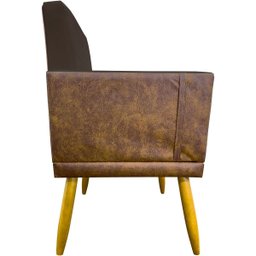 Kit 2 Poltronas Decorativa para Sala Recepção Escritório Consultório Lis Corino Peroba e Suede - 6