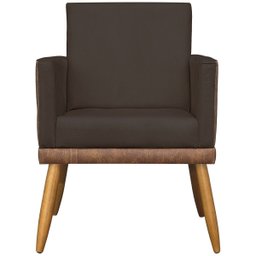 Kit 2 Poltronas Decorativa para Sala Recepção Escritório Consultório Lis Corino Peroba e Suede - 5