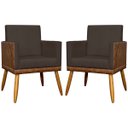 Ver imagem 1 de Kit 2 Poltronas Decorativa para Sala Recepção Escritório Consultório Lis Corino Peroba e Suede