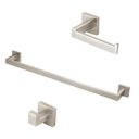 Ver imagem 1 de Kit Acessórios Banheiro Inox Escovado Quadrado 3 Peças Inox