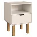Ver imagem 3 de Mesa de Cabeceira Luara 1 Gaveta MDF-MDP Off White Mpozenato