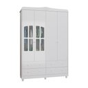 Ver imagem 3 de Guarda Roupa de Bebê 4 Portas com Janela 4 Gavetas Maya Clássico Espresso Móveis Branco/Brilho