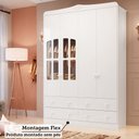 Ver mais imagens de Guarda Roupa de Bebê 4 Portas com Janela 4 Gavetas Maya Clássico Espresso Móveis Branco/Brilho