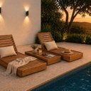Ver mais imagens de Conjunto 2 Espreguiçadeiras e Mesa de Apoio Rustic Ref. 512m Yescasa Marrom/Nogueira