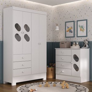 Quarto Infantil com Guarda Roupa e Cômoda Stella