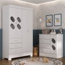 Ver imagem 1 de Quarto Infantil/Juvenil com Guarda Roupa e Cômoda Stella Branco