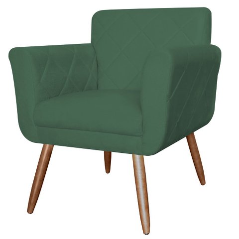 Poltrona Cadeira Isabella Decorativa Estofada Pés Palito Veludo Verde - Incasa Decor