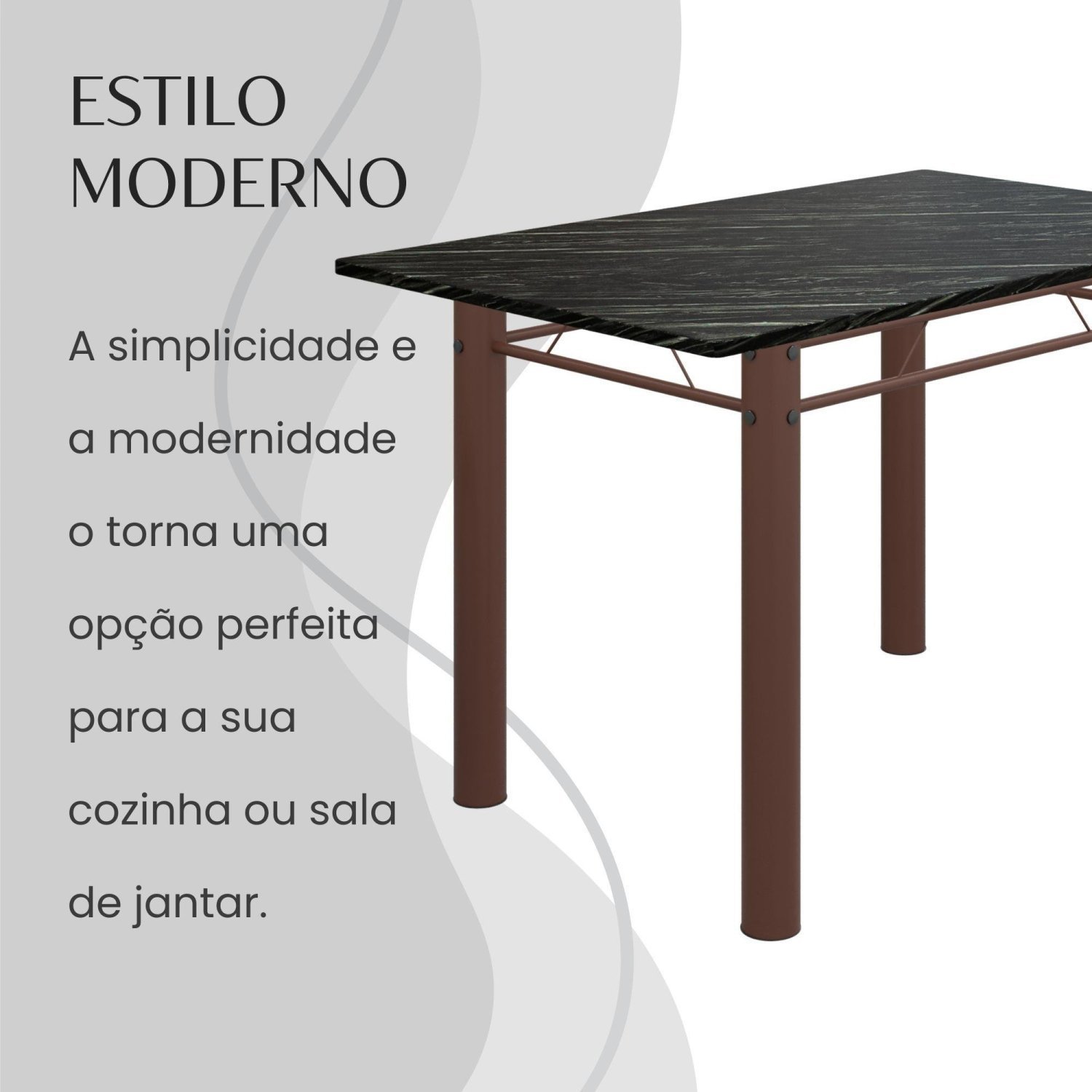 Conjunto Sala de Jantar Bahia Mesa Tubo 120x75cm Tampo Madeira Indiana com 4 Cadeiras - 7