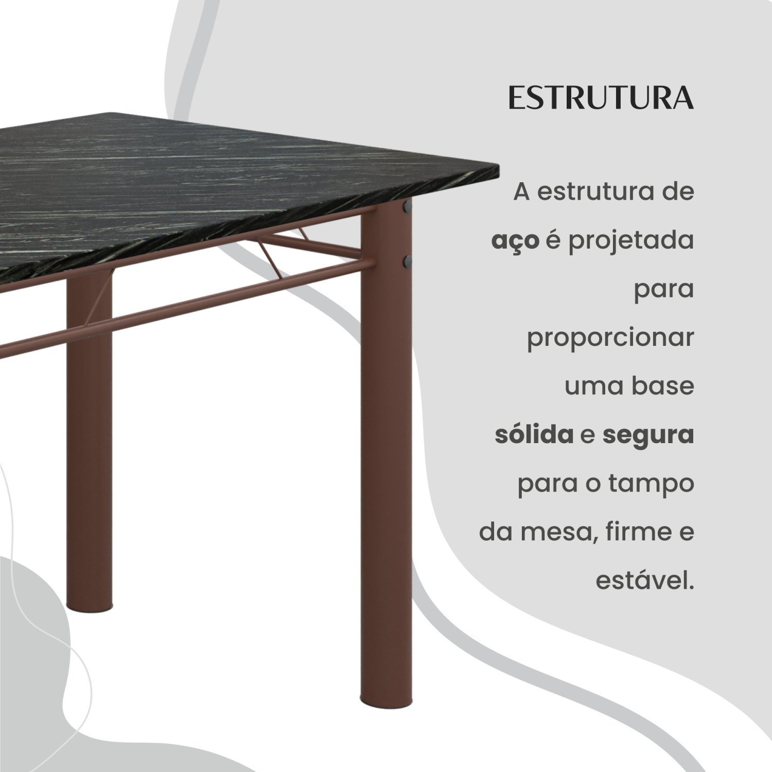 Conjunto Sala de Jantar Bahia Mesa Tubo 120x75cm Tampo Madeira Indiana com 4 Cadeiras - 9