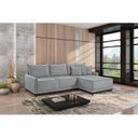 Ver imagem 1 de Sofá Linho 3 Lugares 264cm com Chaise Lado Direito Barra Cinza/Preto