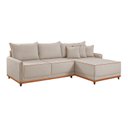 Ver imagem 3 de Sofá Linho 3 Lugares 264cm com Chaise Lado Direito Barra Bege Cru/Paçoca