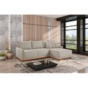 Ver imagem 1 de Sofá Linho 3 Lugares 264cm com Chaise Lado Direito Barra Bege Creme/Paçoca