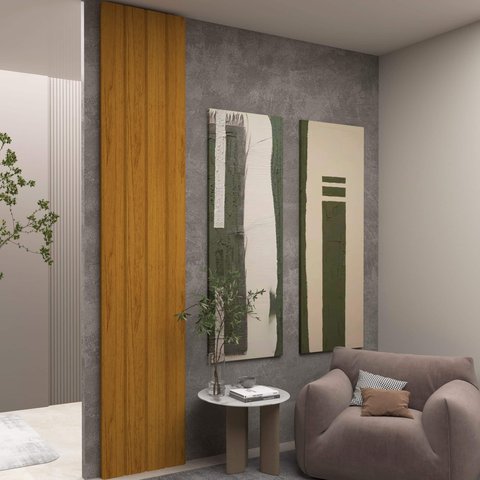 Painel Ripado em Barra 250cm x 46cm 100% MDF Majestade Marrom/Marrome Gelius Móveis