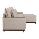 Ver mais imagens de Sofá Linho 3 Lugares 264cm com Chaise Lado Direito Barra Bege Cru/Marrom