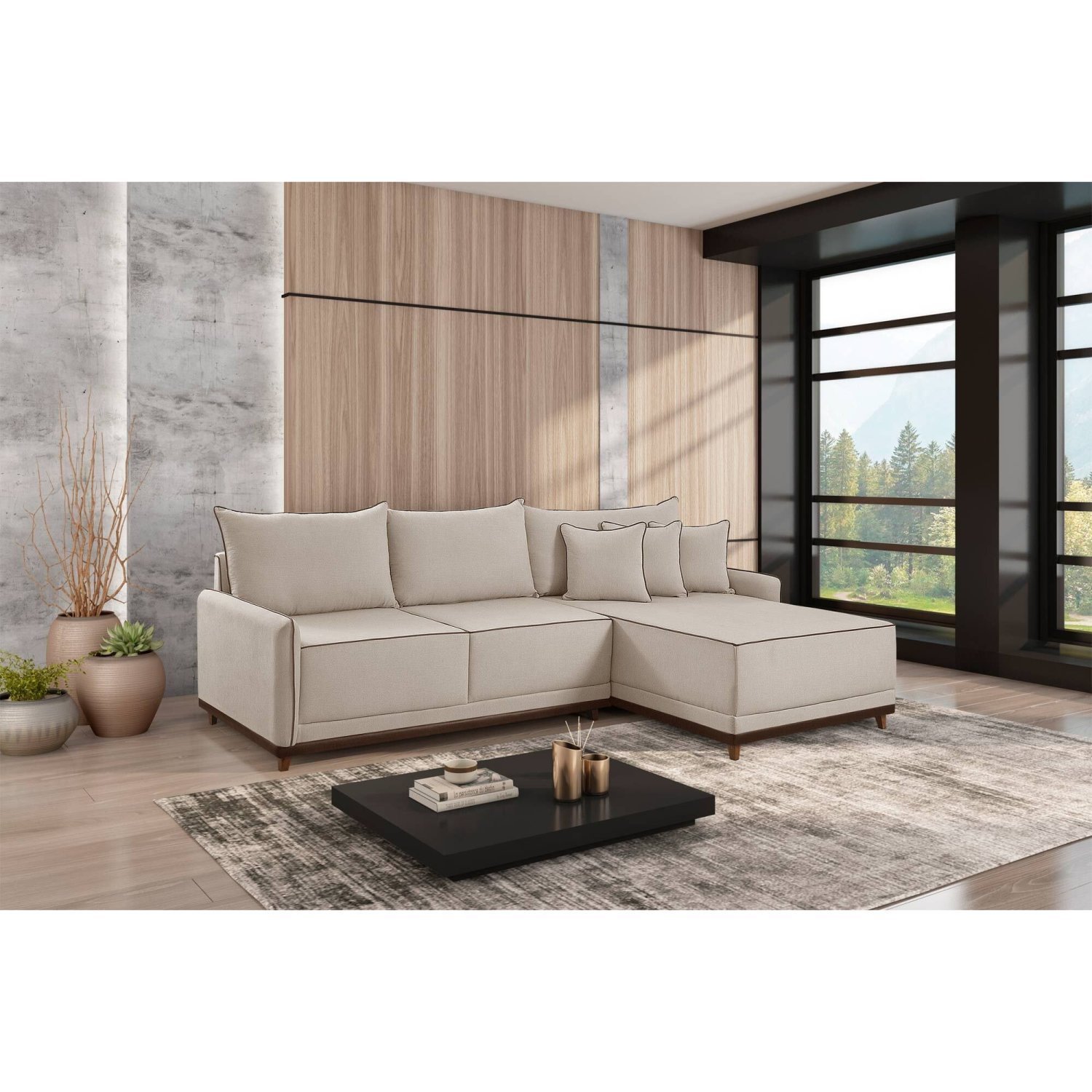Sofá Linho 3 Lugares 264cm com Chaise Lado Direito Barra - 2