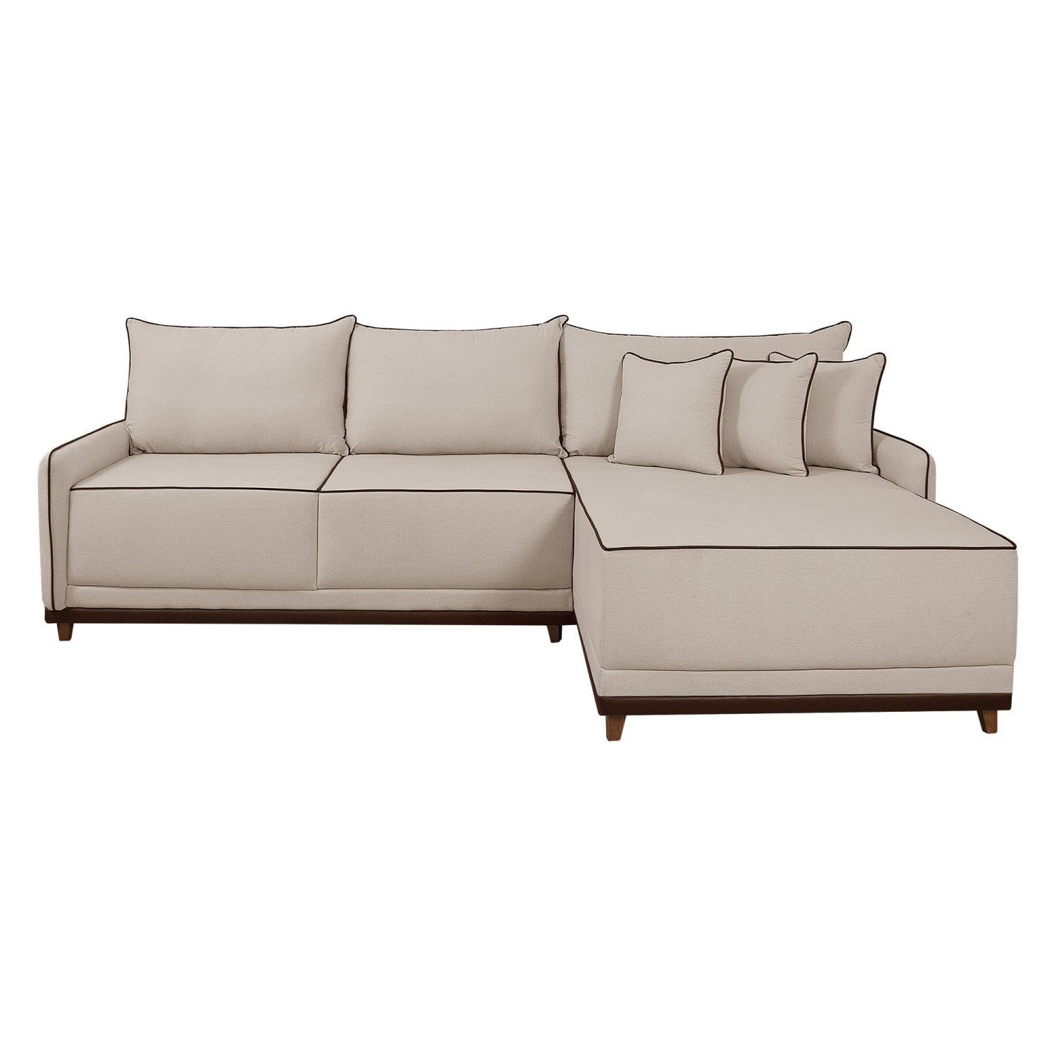 Sofá Linho 3 Lugares 264cm com Chaise Lado Direito Barra - 5