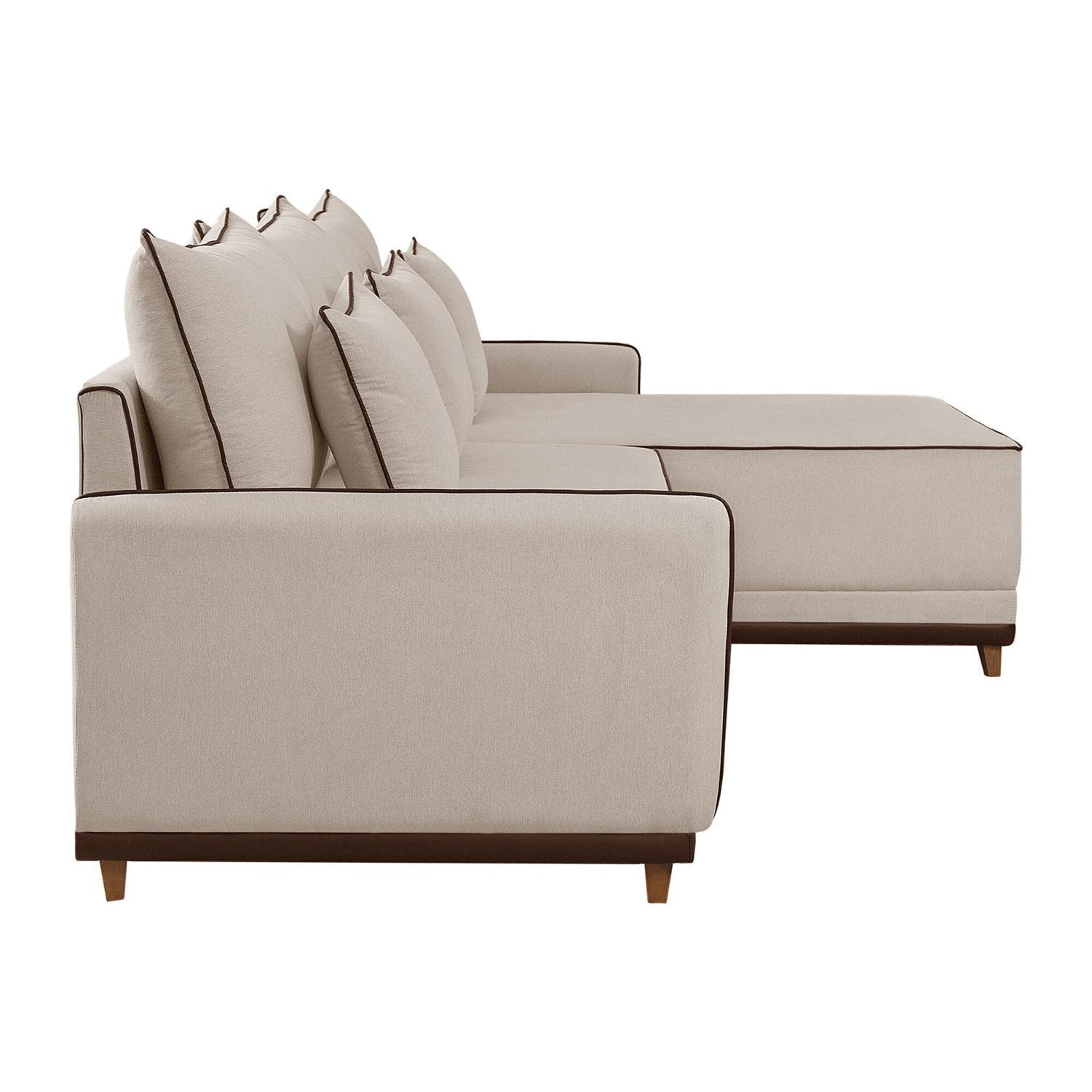 Sofá Linho 3 Lugares 264cm com Chaise Lado Direito Barra - 8